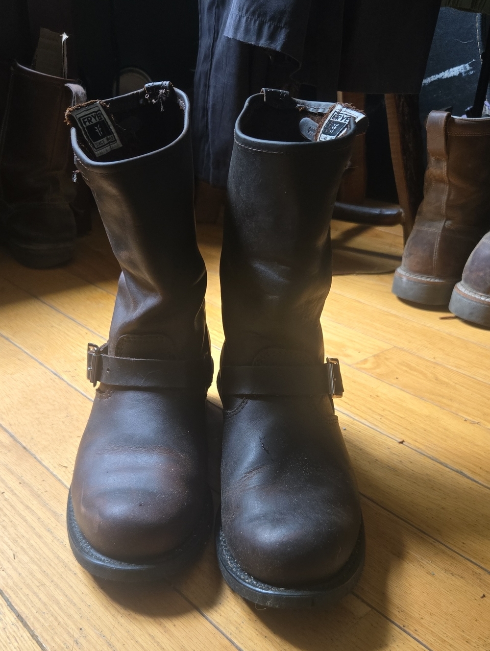 Frye Brown Leather Engineer Boots